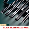 5 Pairs Chinese Chopsticks Black Silver Mixed Non-Slip Sushi Chop