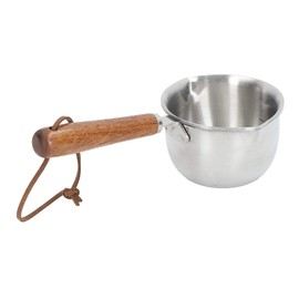 Butter Coffee Milk Warmer with Wooden Handle and Dual Pour Spout Mini Melting Pot Stainless Steel Small Sauce Pan, Butter Warmer Pot, Mini Butter Melting Pot Small Saucepan (200ML)