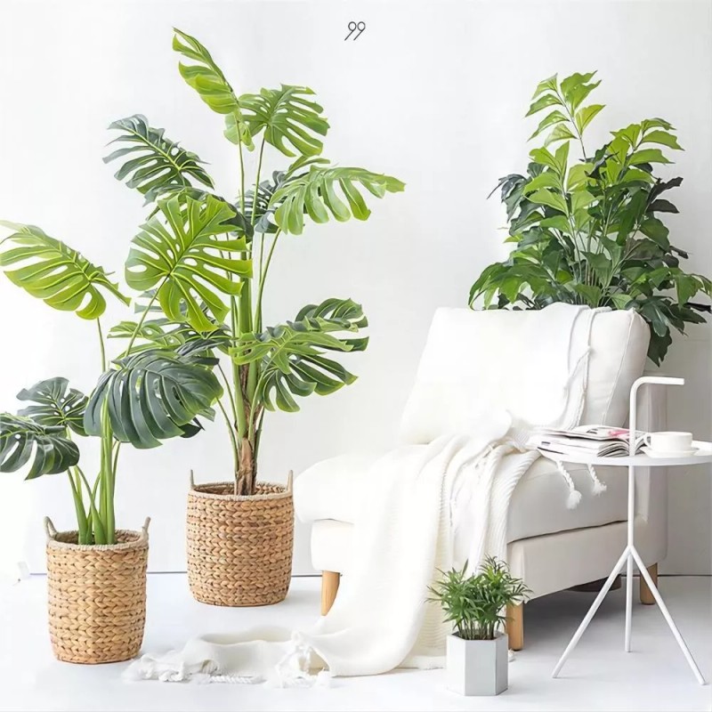 WX 75cm Monstera18hojas Planta Artificial Decoracion Con Maceta