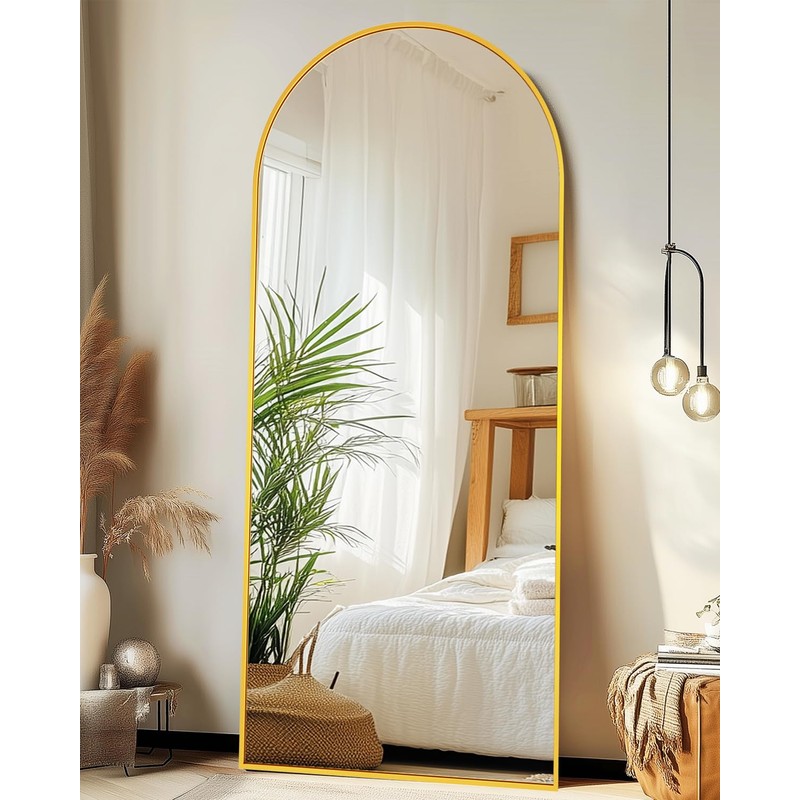 Coomily Full-Length Floor Mirror with Stand, 71"x28" Arched Style Full