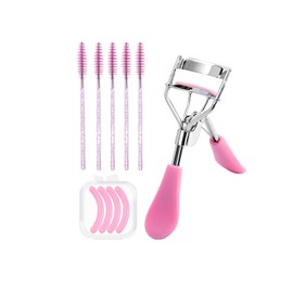 Benixmidart Eyelash Curlers, Lash Curler with Bonus 4Pcs Replacement Lash Pads& 5Pcs Eyelash Spoolies, Eyelash Curler Kit Portable Travel Eyelash Curler for Eyelash Extension (Pink)
