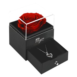 LAC Real Eternal Rose Gift Box With I Love You Necklace | Anniversary or Birthday Gifts for Women Mum and Wife