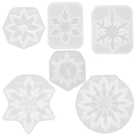 SEWACC Moldes De Resina De Silicona Navideña: 6 Moldes De Copos De Nieve 3D Molde De Resina De Fundición Epoxi De Silicona Para Manualidades Adornos Navideños Joyería Colgante Decoración