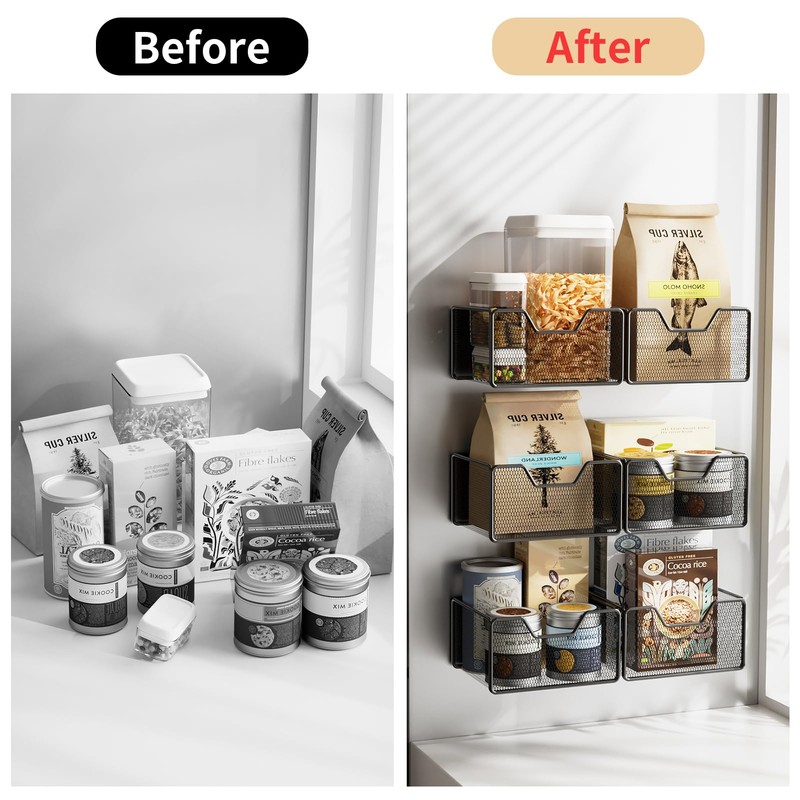 Restorgan Magnetic Basket Organizer Holder, 2 Pack Magnetic Shelf for