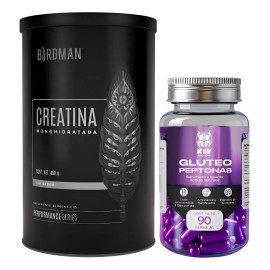 Birdman Creatina Monohidratada + Glúteo Peptonas Kiv 90 Cáps