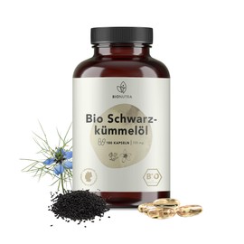 BIONUTRA® Black Cumin Oil Capsules Organic (180 x 720 mg), Egyptian Oil (Cold Pressed), German Production, 6 Month Pack, Residue Controlled, No Gelatin, Vegan, Lactose & Gluten Free