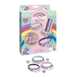 Unicorn Charm Bracelets Craft Kit: Design Unicorn Bracelets in 3 Different Colours with 18 Cute Charms with Different Unicorn Motifs, Plastic