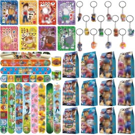 Party Bags Children's Birthday Party Favours 52 Pieces Gift Bags Children's Birthday Small Gifts for Children Snap Bracelet Key Ring Gift Bags Stickers Birthday for Boys Girls