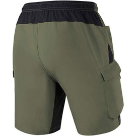 Men's Mountain Bike Shorts 3D Padded Bicycle MTB Shorts Loose-fit Lightweight MTB Cycling Shorts (Army Green-L)