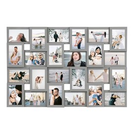 Jerry & Maggie - Marco de collage de 4 x 6, 24 imágenes, marcos de fotos, decoración de pared, marco de 24 ranuras para colgar en la pared para fotos de 6 x 4, color gris