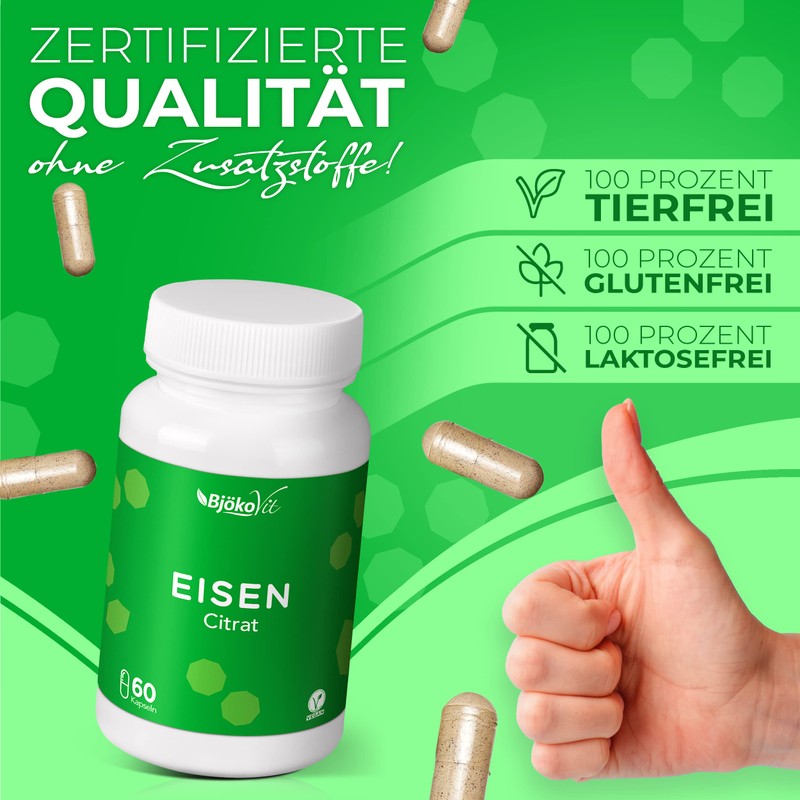 Iron Capsules by BjökoVit | High Dose & Vegan |