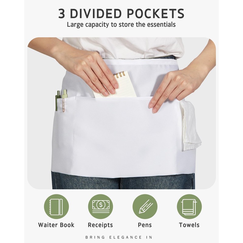 Syntus 3 Pack Server Aprons, White