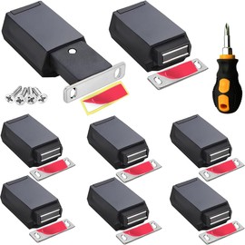 Magnetic Push to Open Cabinet Hardware CBRIVE 8 Pack Heavy Duty Push Latch & Lock for Hidden Door Touch Latches and Catch Magnet Push Release Drawer Pull Tip on RV Closet Close Strong Pop Out, Black