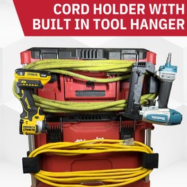 Packout Cord Holder w/Built-in Tool Hanger | Tough ABS Injection Molded Plastic | Packout Cord Wrap | Extension Cord Holder for Milwaukee Packout | Packout Extension Cord Holder | Packout Tool Hanger