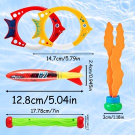 AHEJIOO 24-Piece Children's Pool Toy Set, Diving Toy for Children, Swimming Pool Toy, for Ages 4 and Above, Includes Carry Bag