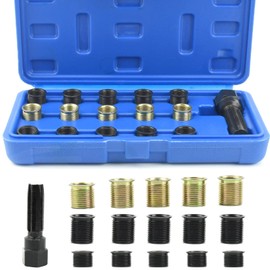 BIGP 16 Pieces Repair Kit for Spark Plug Thread, M14 x 1.25 mm Spark Plug Thread Repair Kit, Various Sizes, Including Case Thread Repair Kit Threaded Bushings Made of Stainless Steel