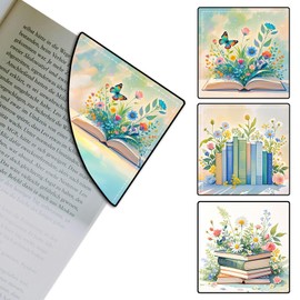 Qrifaro Book Corner Bookmarks 3pcs Bookish Botany Leather Bookmark Reading Book Page Markers for Women Men Book Lovers Bookworm Gift for Student Teacher Retirement Birthday Gift