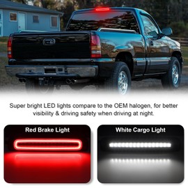 SHINEFIT LED 3rd Brake Light Replacement for 1999-2006 Silverado Sierra 1500 2500 3500 HD High Mount Stop Third Brake Light & Cargo Light
