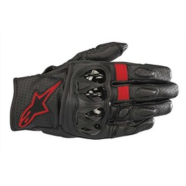 Alpinestars Men's Celer v2 Leather Motorcycle Short-Cuff Glove, Black/Red, Extra Large