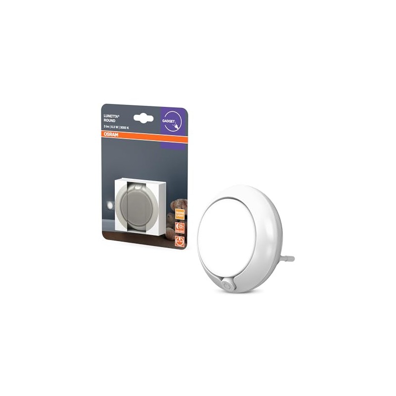 OSRAM Lunetta Round Night Light White with Sensor, LED Technology,