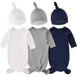 ikasus Baby Swaddle Sleep Sack with Hat Set, 3 Pack Newborn Wearable Swaddle Wrap Soft Cotton for Girls Boys 0-3 Months, Style 1