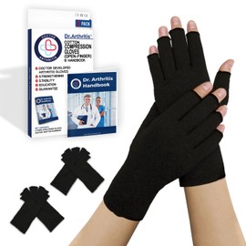 Doctor Developed Compression Gloves for Women and Men, Open-Finger Arthritis Gloves, Typing Gloves, Arthritis & Carpal Tunnel, 2 Pair (Black, S)