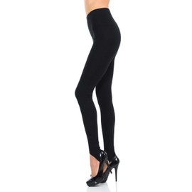 JJJ Women's Solid Cotton Spandex Jersey Stirrup Leggings (Black, X-Large)