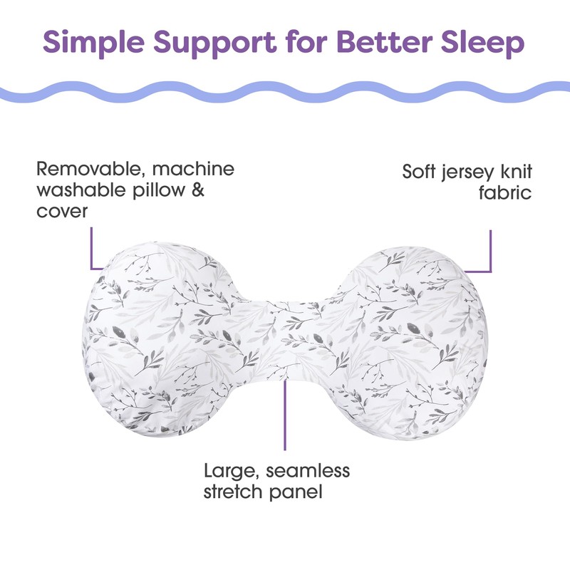 Boppy Side Sleeper Pregnancy Pillow, Gray Falling Leaves, Portable, Supportive