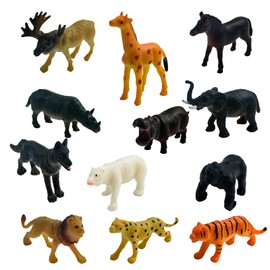 12pcs Safari Animals Toys, Mini Jungle Animal Figurines Animals Toys for Kids Plastic Safari Animal Figures African Animal Playset Jungle Wild Animal Zoo Figurines for Toddlers 3 4 5 6 Years Old