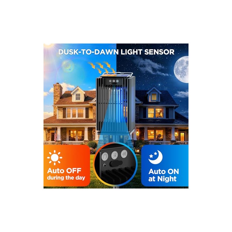 Outdoor Solar Bug Zapper-4200V Cordless Electric Mosquito Zapper with Waterproof