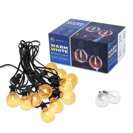 Outdoor String Lights 24 Ft G40 Globe Patio Lights with 12 Edison Plastic Bulbs (2 Spares), Waterproof Connectable Hanging Lights Outside for Backyard Porch Balcony Party Decor, E12 Socket Base