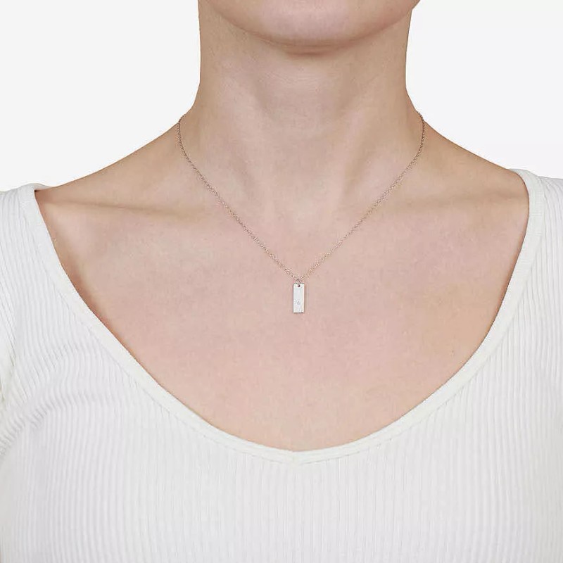 Silver treasures Collar Con Colgante De Plata Ley Con Inicial