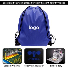 GoodtoU Drawstring Bags, Drawstring Backpack Bulk Nylon Backpack Draw String Back Bag Cinch Sack Drawstring Gym Bag String Backpack for Sport, Traveling, Team (Blue, 40Pcs)