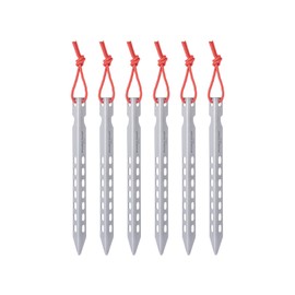 Boundless Voyage V-Type Titanium Alloy Pegs, 6.5 inches (16.5 cm) Long, 6/8/12 Set with Reflective Rope, Ultra-Lightweight, Durable Camping Pegs for Tents & Tarps, Solid Stake for Mountaineering, Solo
