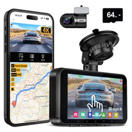 HUPEJOS 4K Dash Cam Front and Rear STARVIS 2 IMX675 & IMX307 Dual HDR, 4" Touch Screen Dash Camera Built-in GPS 5G WiFi, Car Camera with 64G Card, Voice Control, Night Vision, Parking Mode V100-2CH