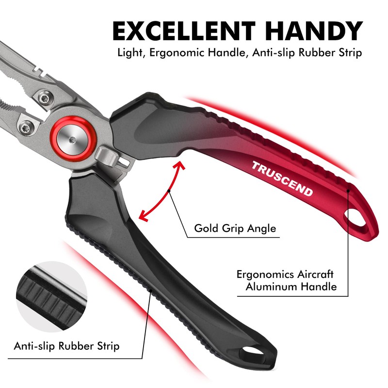 TRUSCEND Premium Fishing Pliers, Selected Saltwater Fishing Equipment, Tungsten Cutter,
