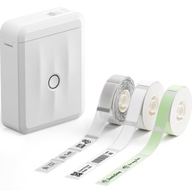 NIIMBOT Label Maker with Tape, D110 Label Maker Machine, Wireless Sticker Maker Mini Label Printer with Multiple Templates for School Office Home Organization (White-Mini+3 Rolls Labels, D110 Smaller)