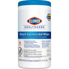 Clorox Healthcare Bleach Germicidal Wipes, 6" x 5", 150 Count Canister (Package May Vary)
