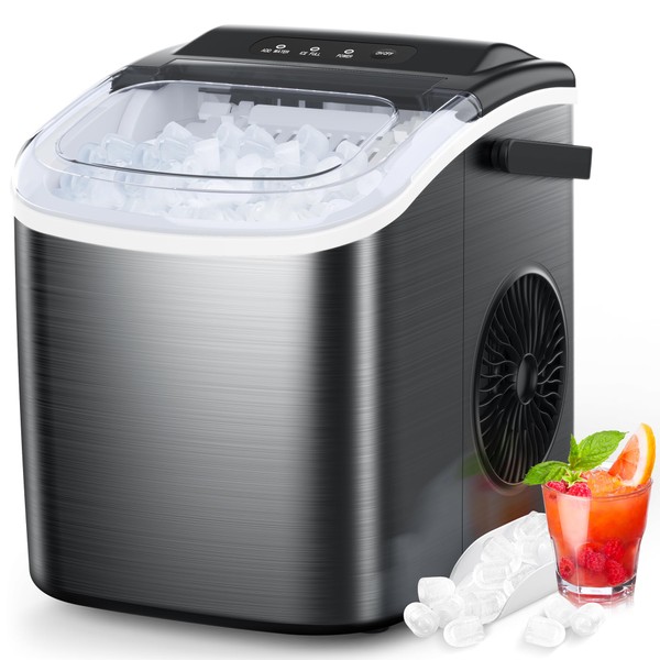 COWSAR Ice Maker Countertop, Stainless Steel Portable Ice Maker Machine