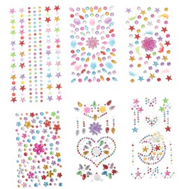 DOITOOL 6 Hojas De Pegatina Acrílica Pegatina De Diamantes De Imitación Para Ojos Diamantes De Imitación Para Maquillaje Pegatinas Artesanales Gemas Para Ojos Punto Estrella