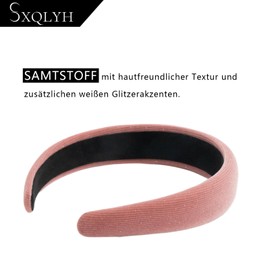 SXQLYH Padded Velvet Headband, Women's Headband, Velvet Headbands, Soft Shiny Velvet Hair Band, Padded Hair Band, Comfortable Headbands for Women and Girls (Pink)