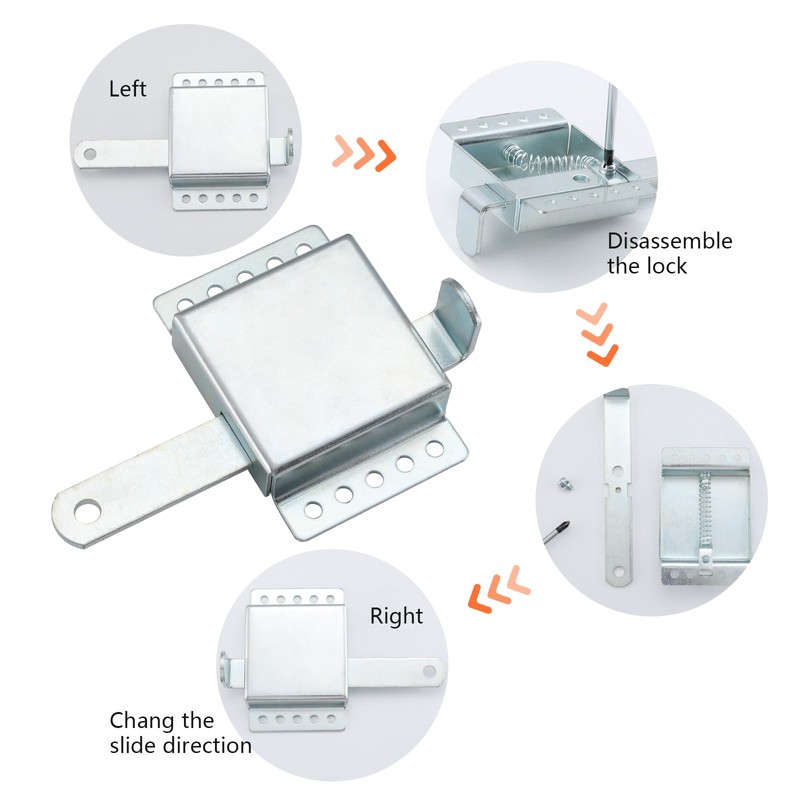 WellMade Inside Deadlock, Heavy Duty Garage Doors Side Lock, Galvanized