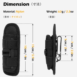 TRIWONDER Tactical Flashlight Pouch Torch Holster LED Flashlight Holder Carry Case wtih 360 Degree Rotatable Clip (01 Black)
