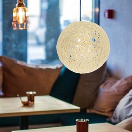 Operitacx Wicker Ball Lampshade Rattan Chandelier Cover Ceiling Light Shade Bedside Table Lamp Shade Hanging Lamp Shades for Lamps Drum Lampshade Paper Basket Bubble Pendant Light