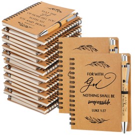 Kosiz 160 Pcs Christian Gifts Include Spiral Notebook and Bible Bamboo Ballpoint Pen Bible Verse Prayer Journals Bulk Inspirational Scripture Notepad Church Thanksgiving Christian Gift (3.9 x 5.5'')