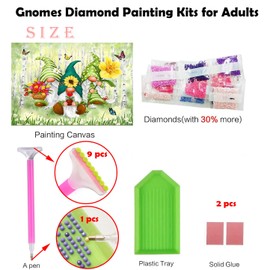 Paifeancodill Gnomes Diamond Painting Kits for Adults, 5D Spring Flower Diamond Art Kits, Full Drill Diamond Dots Painting with Gem Art Decor, Canvas Pictures Arts (Spring Gnomes 40 x 30 cm/12 x16")