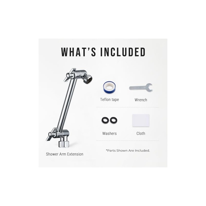 G-Promise 5.8 Inch All Metal Shower Head Extension Arm, Adjustable