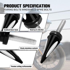 Dakchor Motorcycle Fairing Windshield Spike Bolts for Harley Touring Street Glide Road Glide 2015-2024 Windscreen Hardware 4 Pcs Black