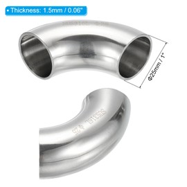 PATIKIL 90 Degree Mandrel Bend Elbow, 1 Inch OD Steel Exhaust Elbow Exhaust Piping Connector 316 Stainless Steel for Exhaust Pipe Stair Handrail HVAC