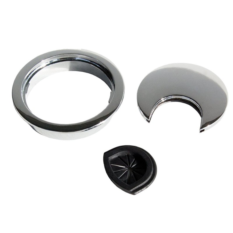 Emuca Round built-in metal grommet for table/desk/worktop, Ø60mm, Matt chrome
